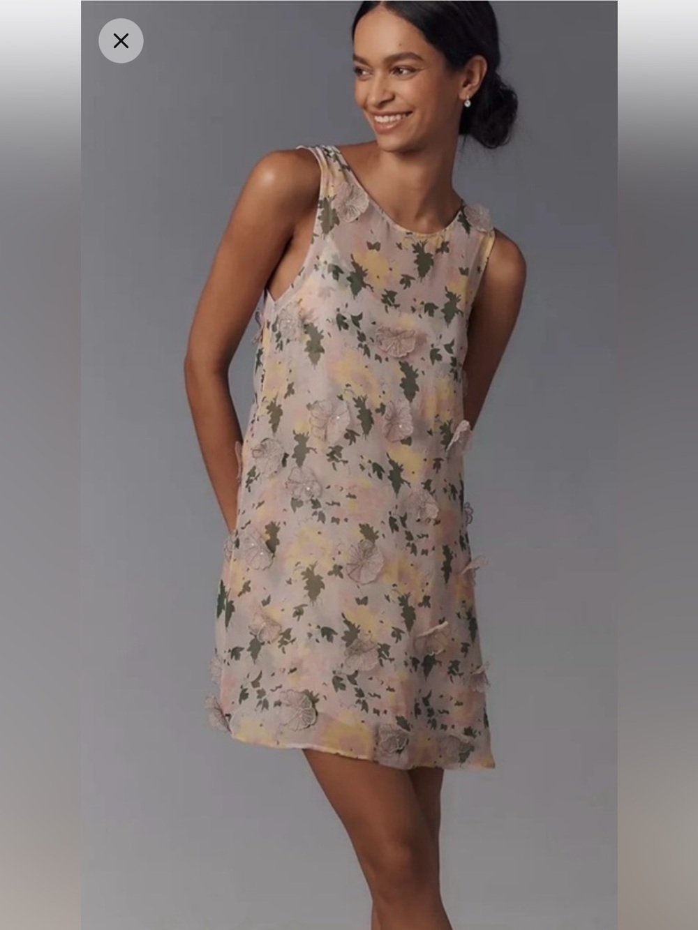 Anthropologie Floral Sleeveless Maxi Dress in Blush Pink